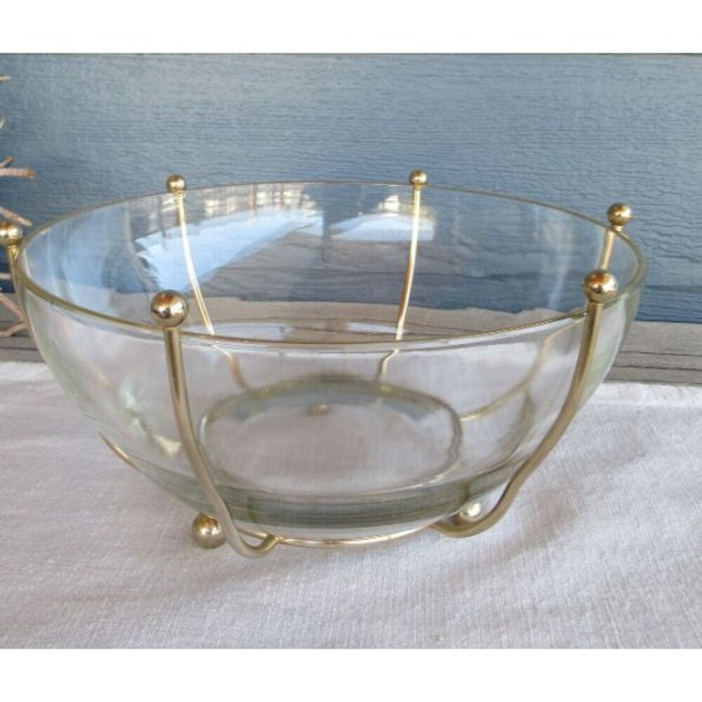 Vintage from the 1950s serving bowl on brass stand